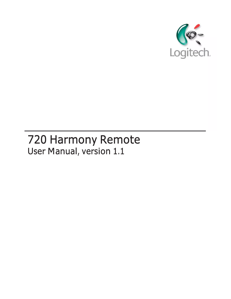 Page 1 of the manual User Manual Logitech Harmony 720