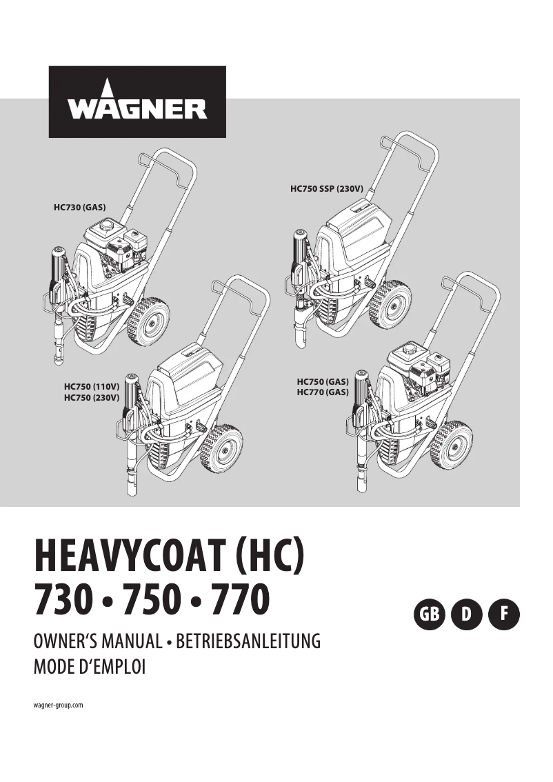 First page image of the manual for HeavyCoat 750 G