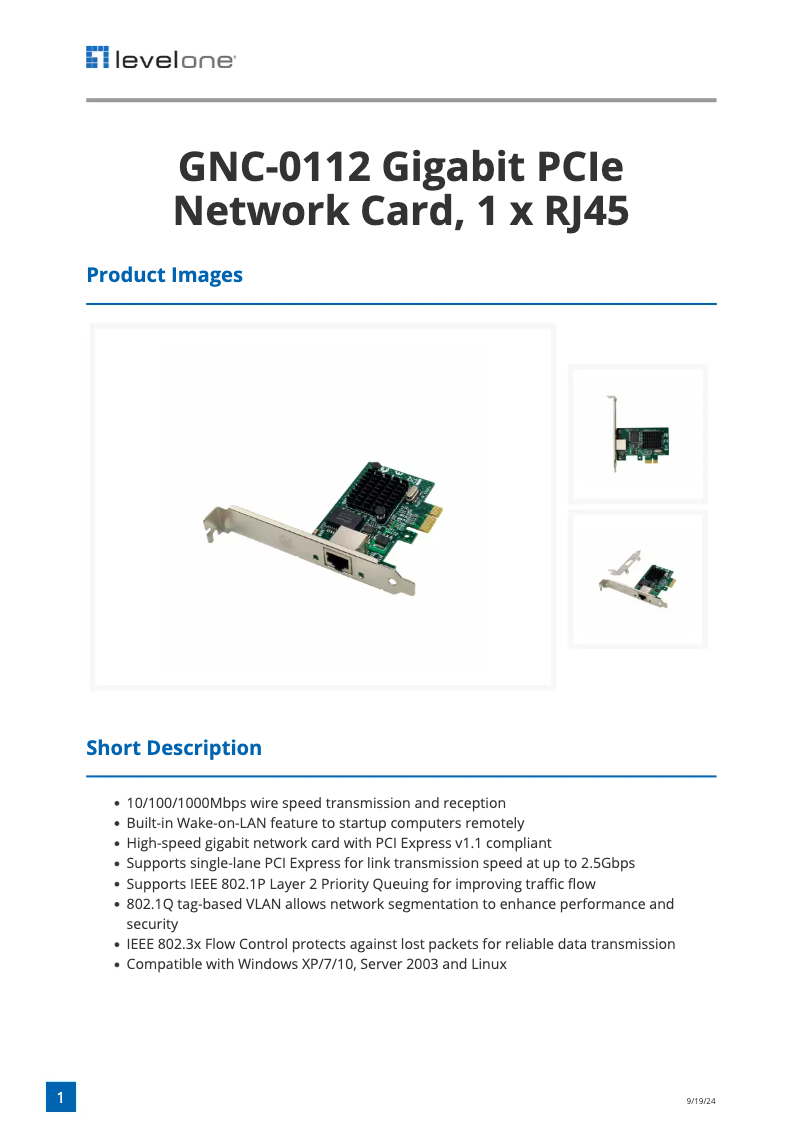 First page image of the manual for GNC-0112