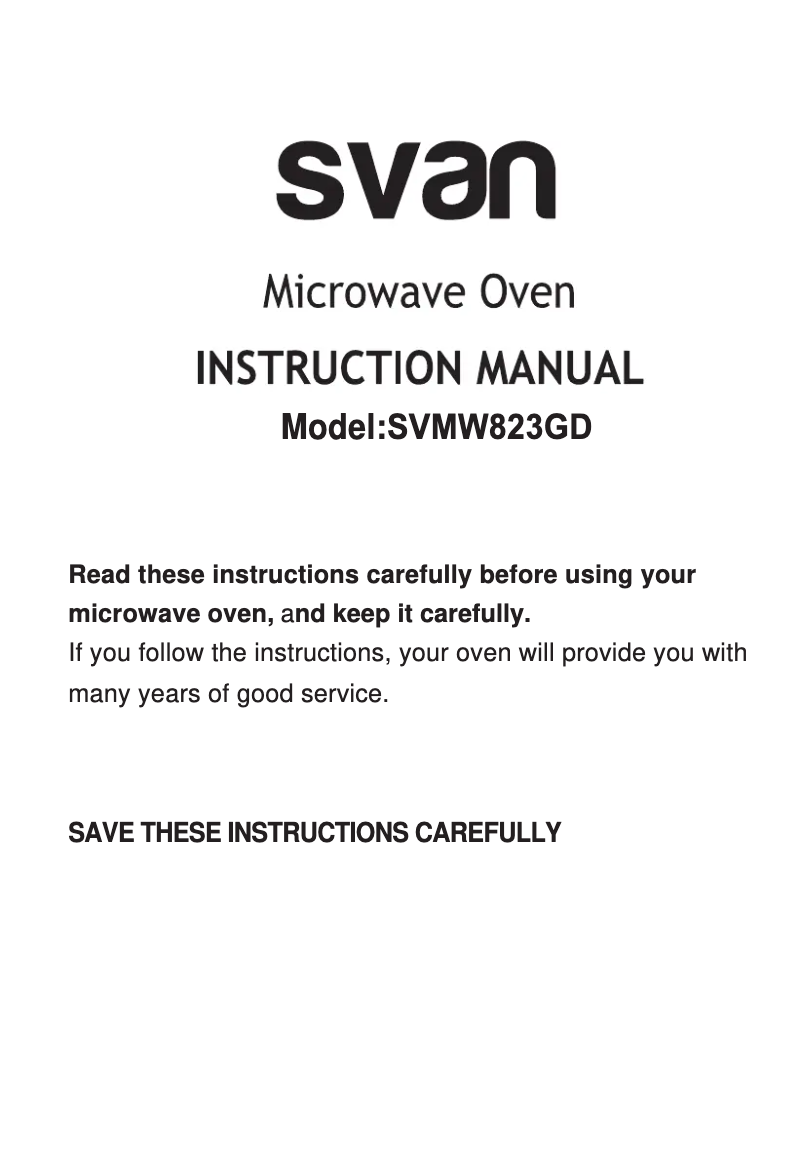 First page image of the manual for SVMW823GD