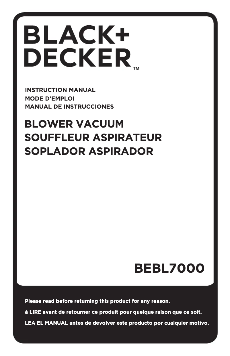 First page image of the manual for BEBL7000
