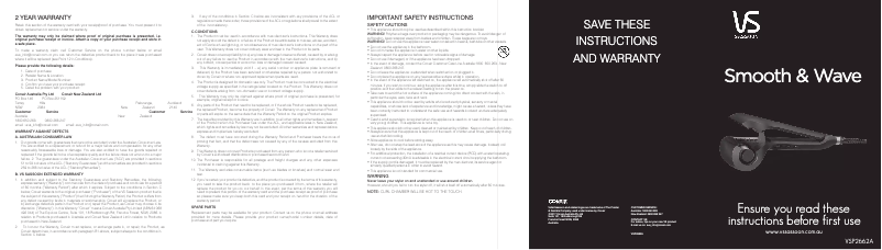 First page image of the manual for Smooth & Wave VSP2662A