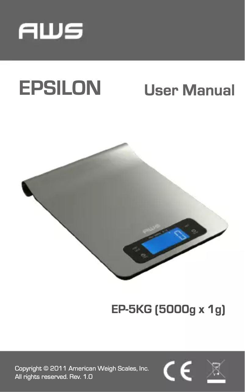 Page 1 of the manual User Manual American Weigh Scales EP-5KG