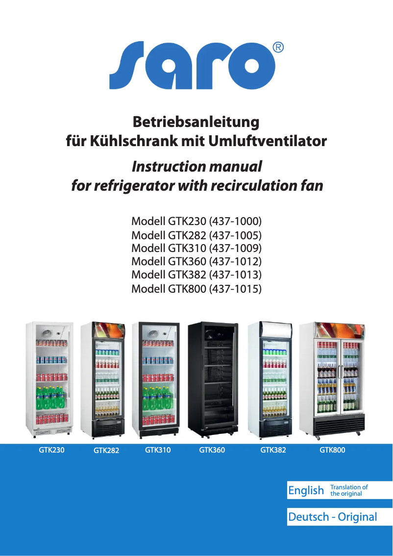 First page image of the manual for GTK 230
