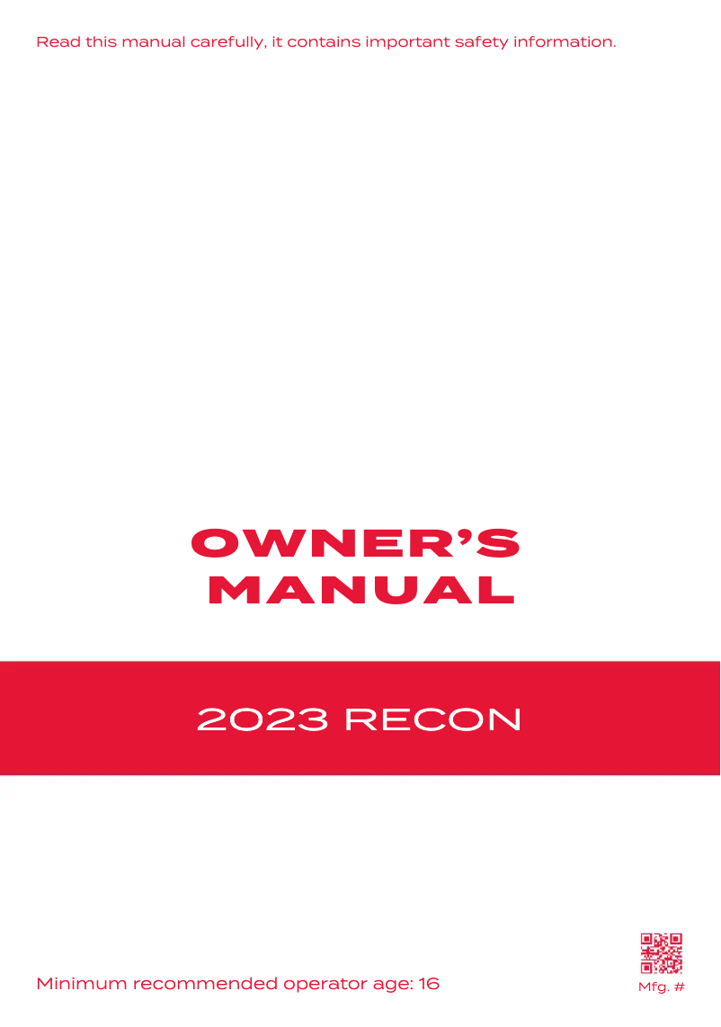 First page image of the manual for Recon (2023)
