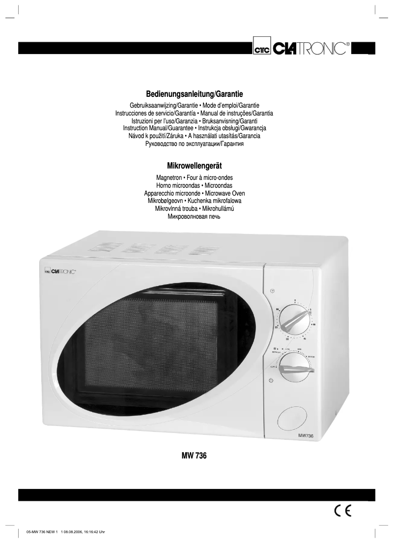 First page image of the manual for MW 736