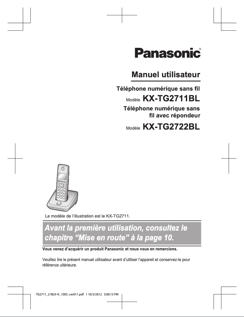 Page 1 of the manual User Manual Panasonic KX-TG2711BL