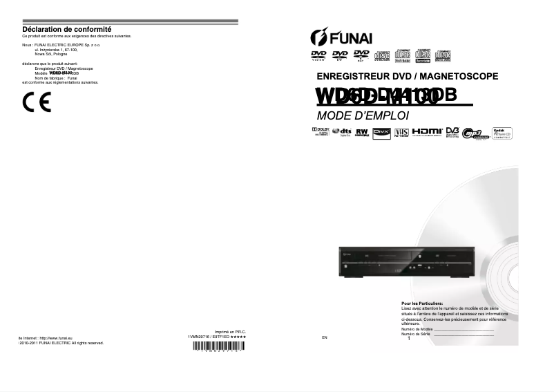 Page 1 of the manual User Manual Funai WD6D-M100
