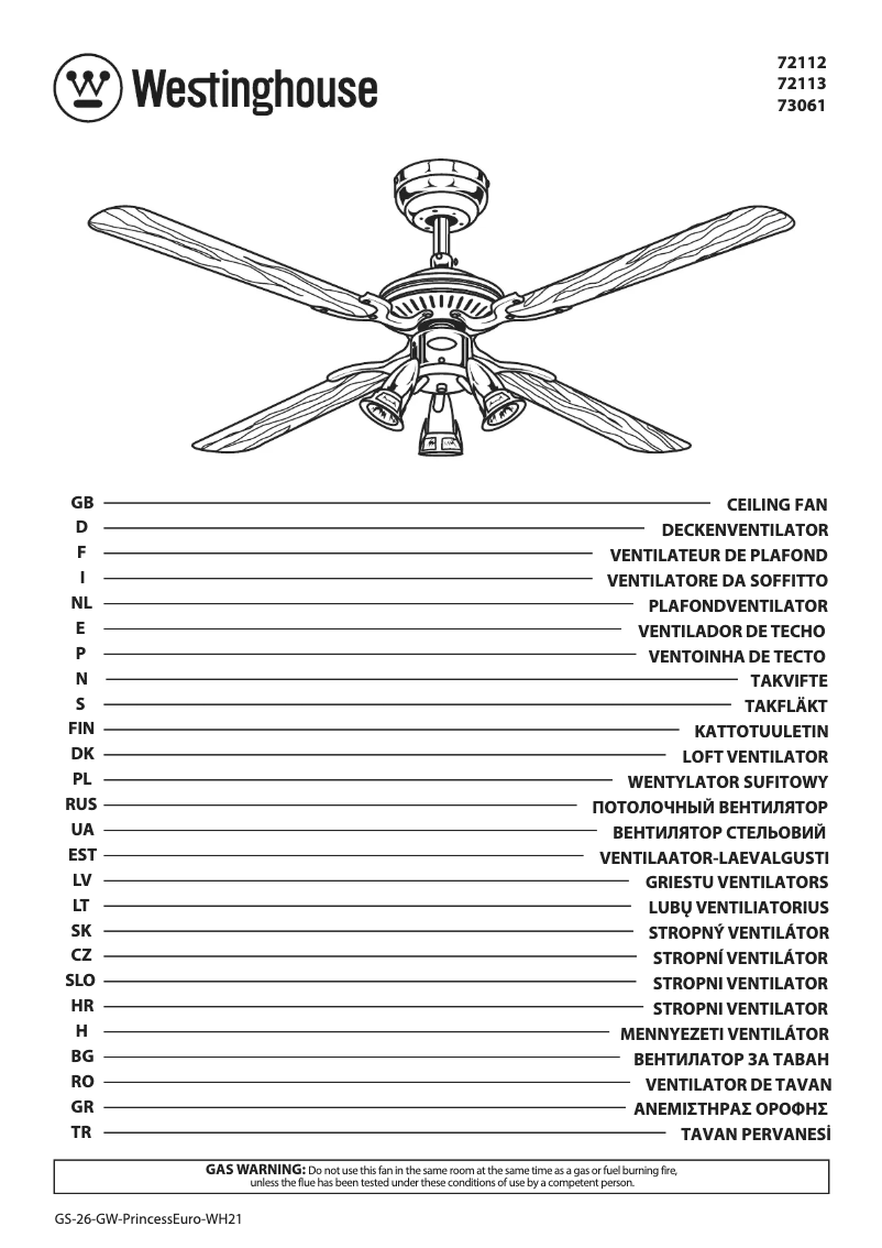 Page 1 of the manual User Manual Westinghouse 73061