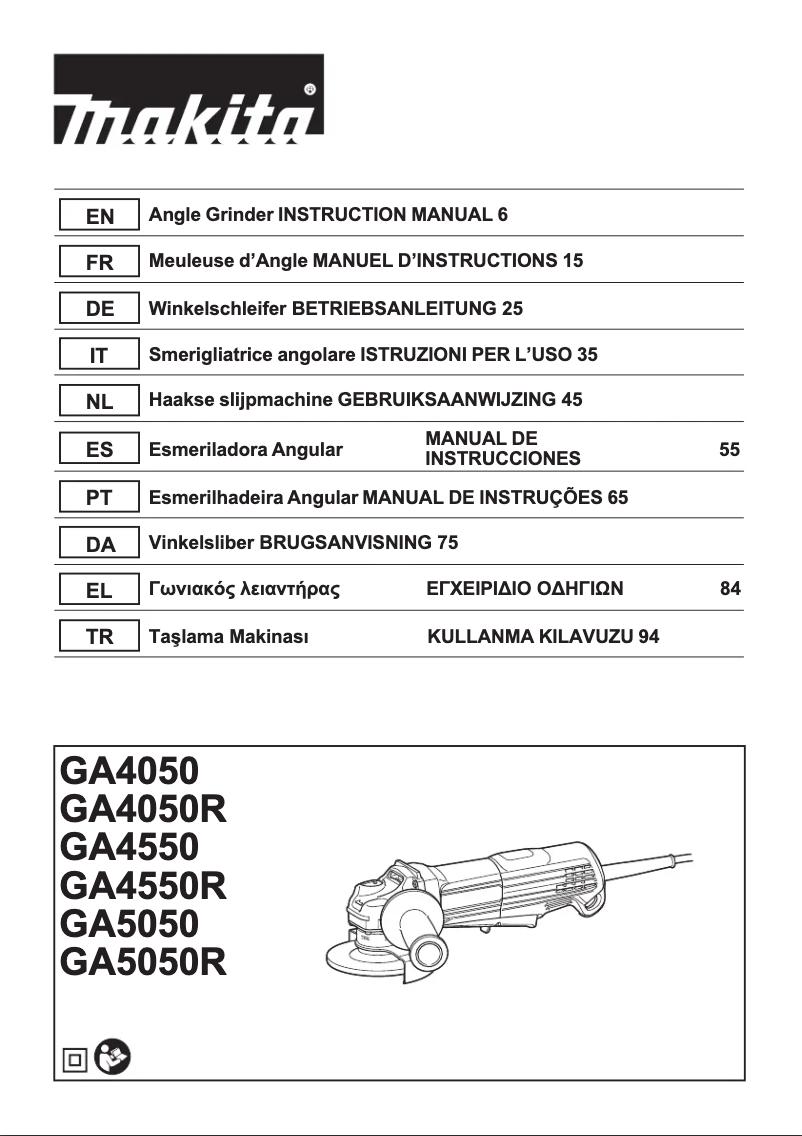 Page 1 of the manual User Manual Makita GA5050R