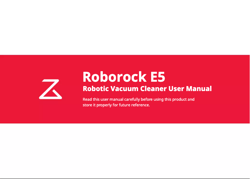 Page 1 of the manual User Manual Roborock E5