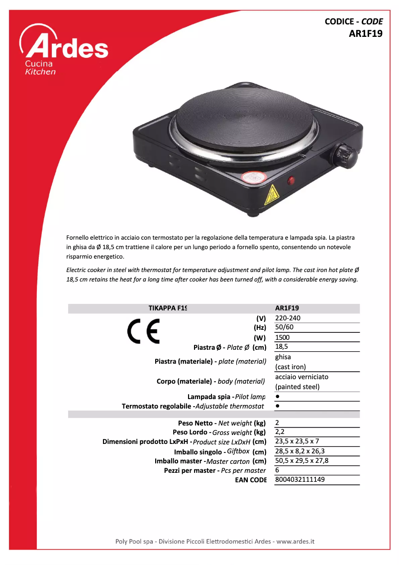 Image de la première page du manuel de l'appareil AR1F19