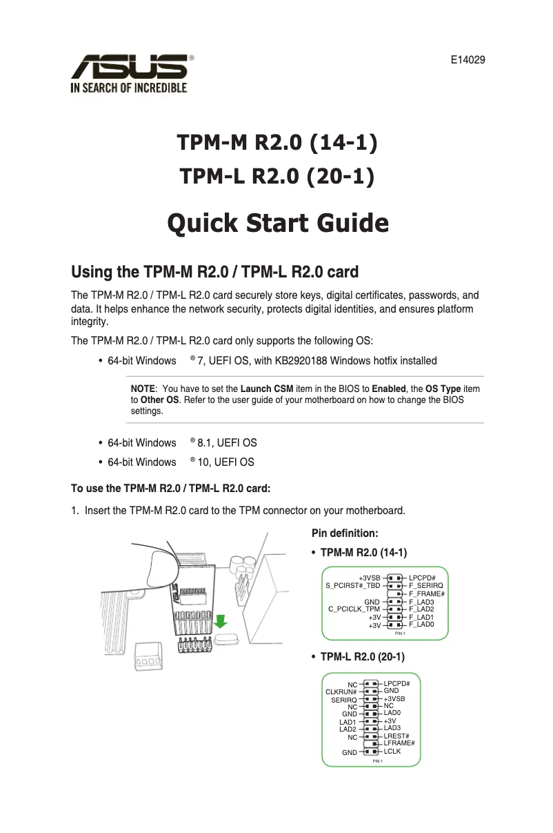 First page image of the manual for TPM-L R2.0