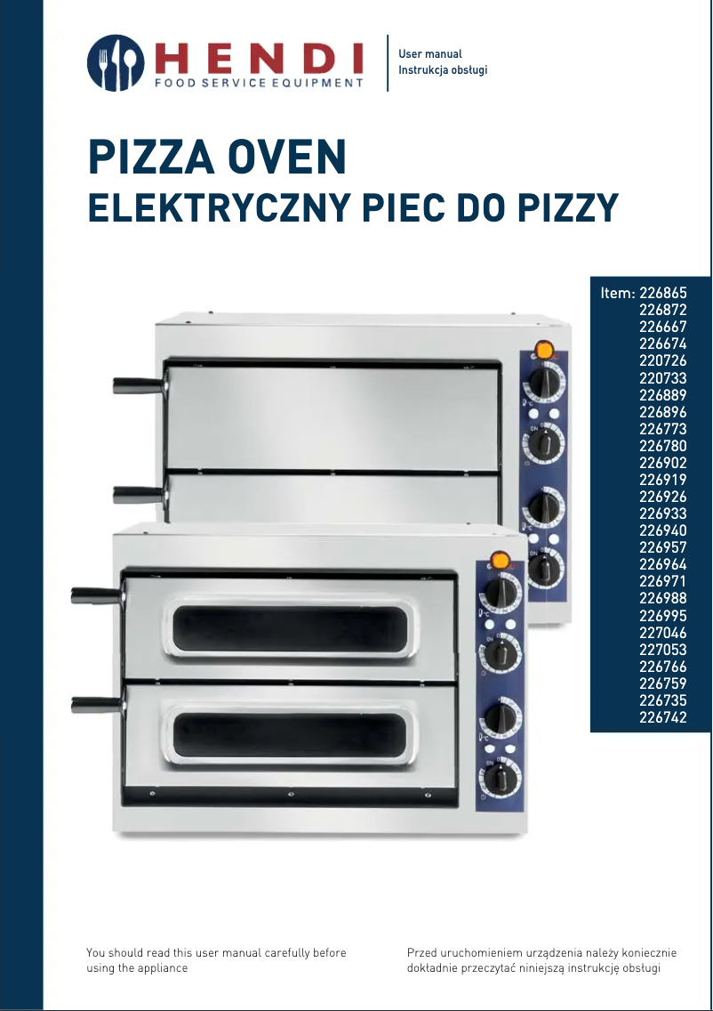 Page 1 of the manual User Manual Hendi 226995