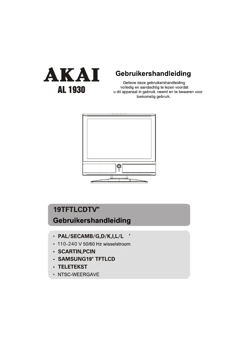Page 1 of the manual User Manual AKAI AL1930