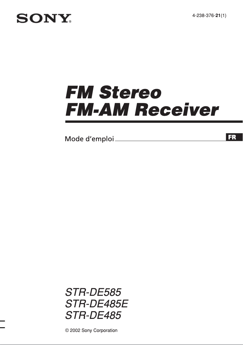 First page image of the manual for STR-DE485E