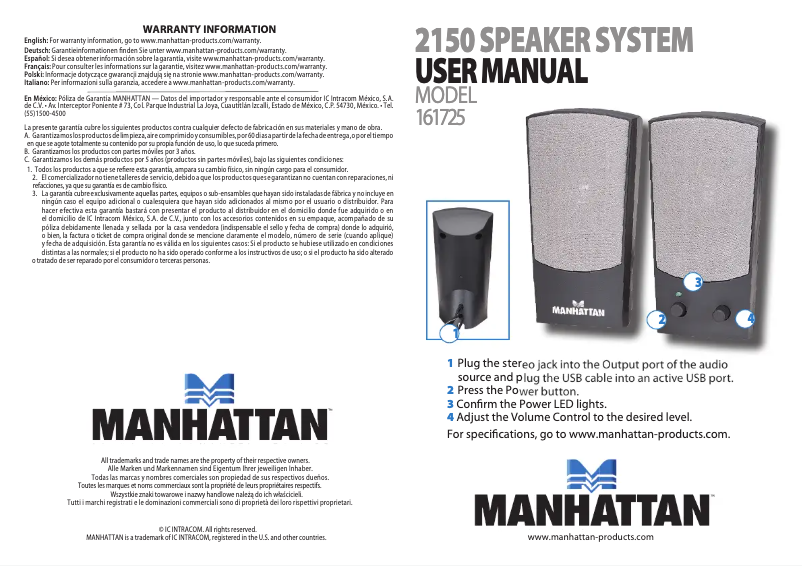 Page 1 of the manual User Manual Manhattan 2150