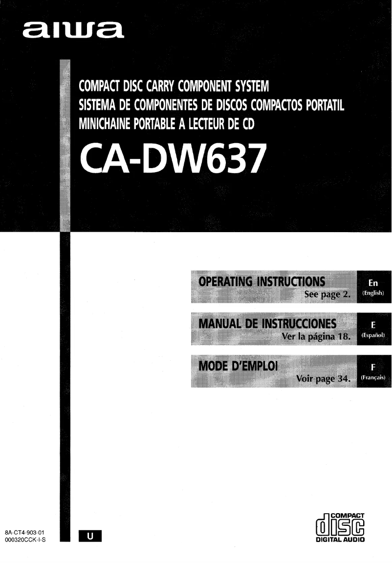 Page 1 of the manual User Manual Aiwa CA-DW637
