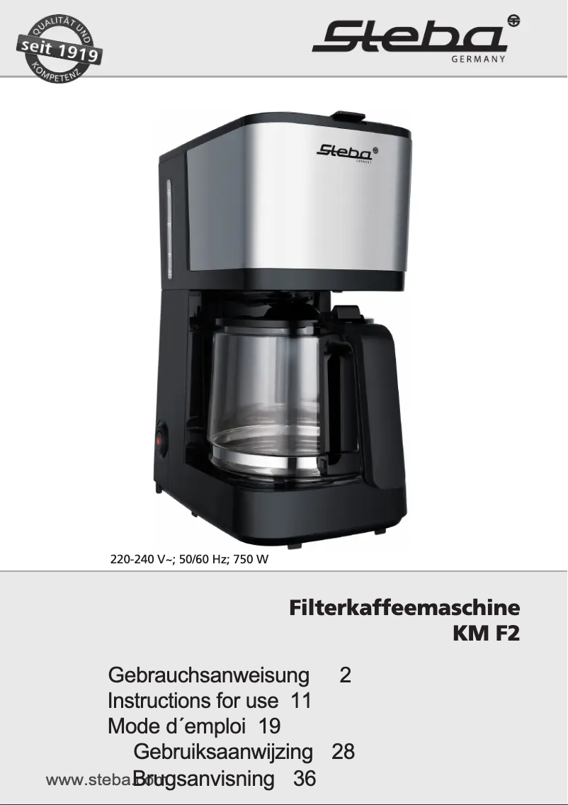 First page image of the manual for KM F2