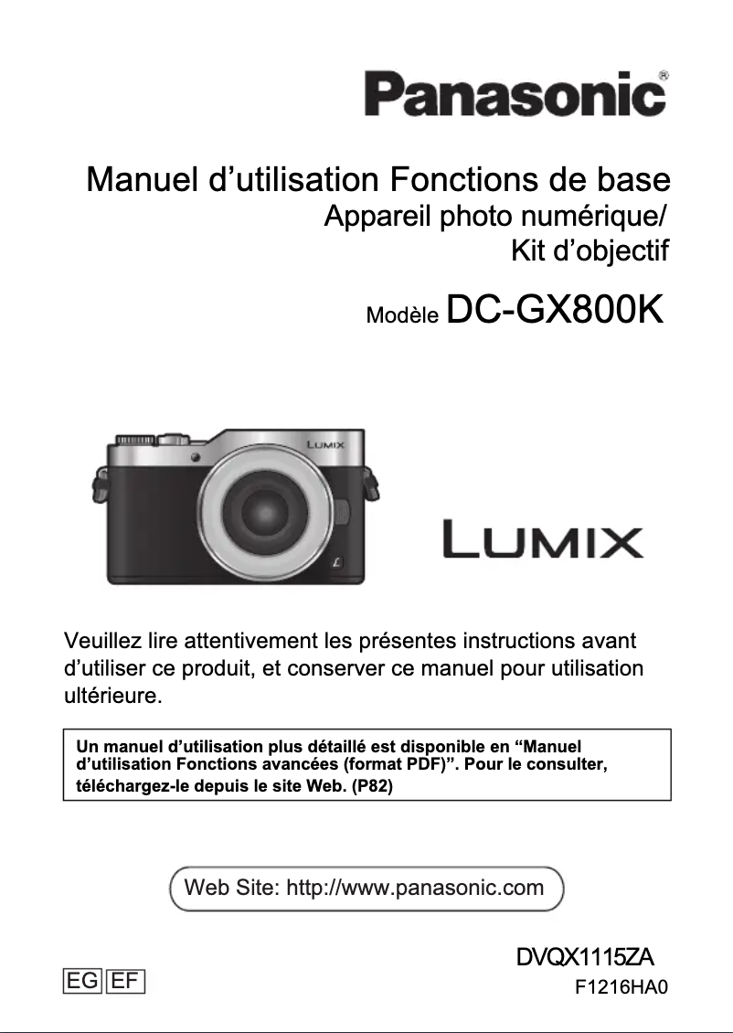 Page 1 of the manual User Manual Panasonic Lumix DC-GX800K
