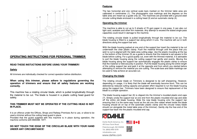 Page 1 of the manual User Manual Dahle Vantage 50