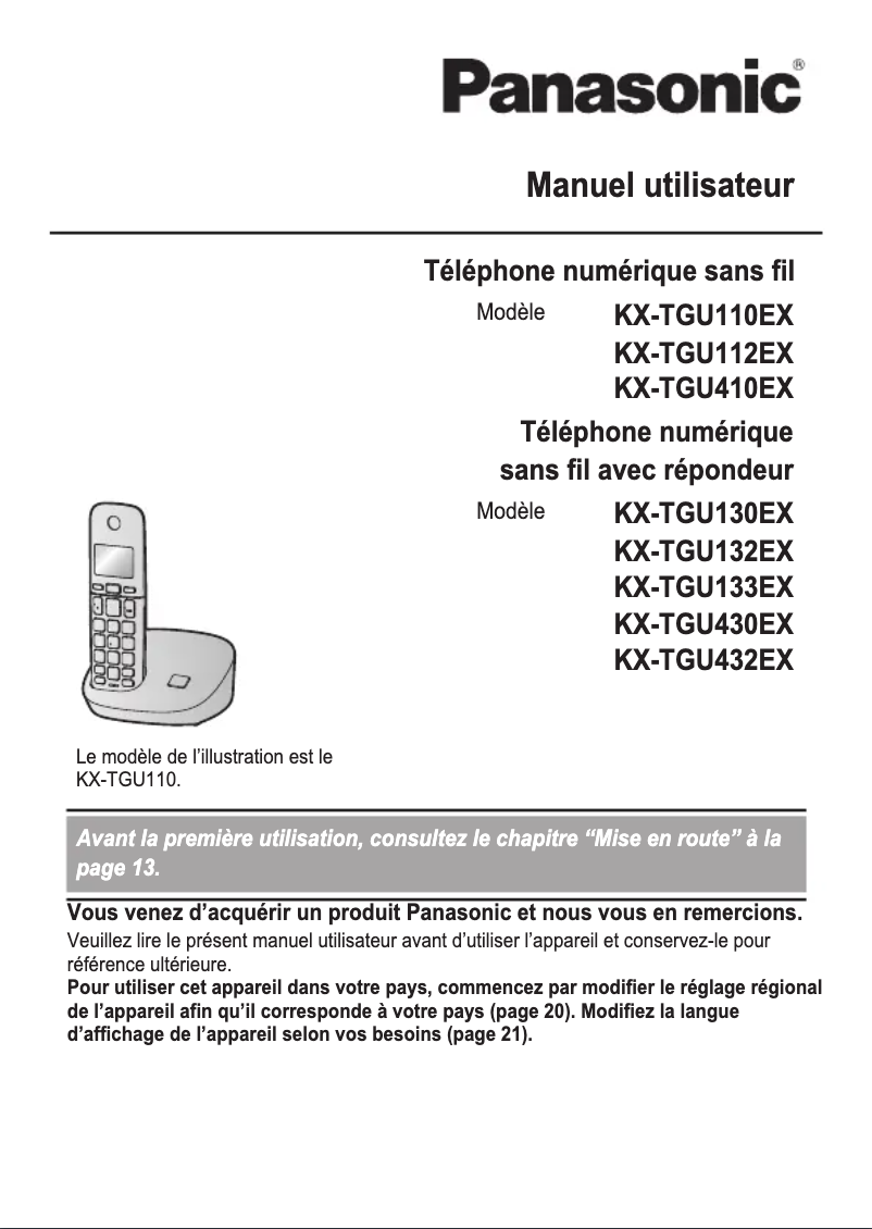 Page 1 of the manual User Manual Panasonic KX-TGU432