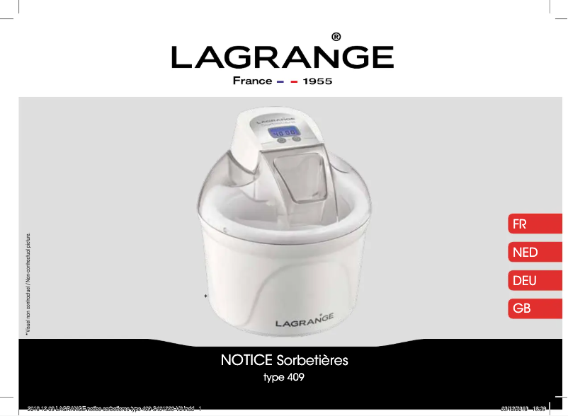 First page image of the manual for Sorbetière 409