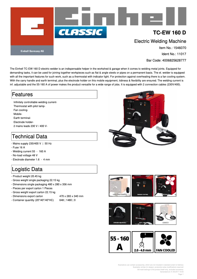First page image of the manual for TC-EW 160 D