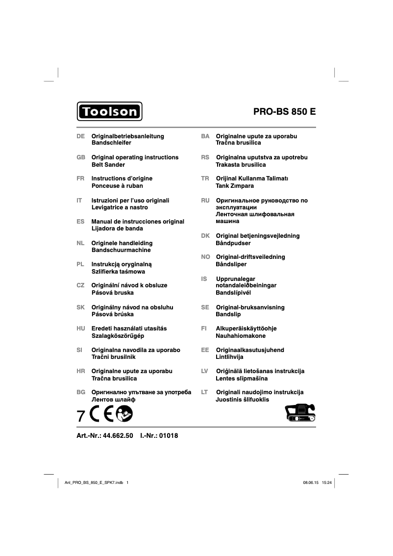 First page image of the manual for PRO-BS 850 E