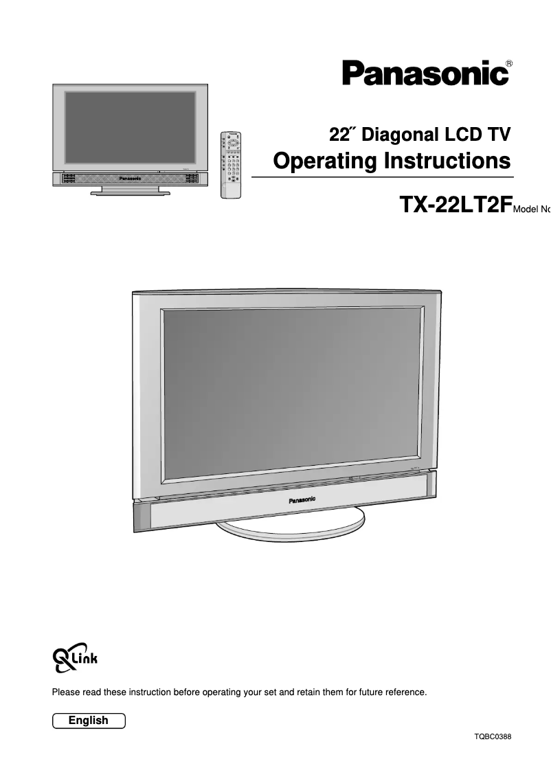 First page image of the manual for Viera TX-22LT2F