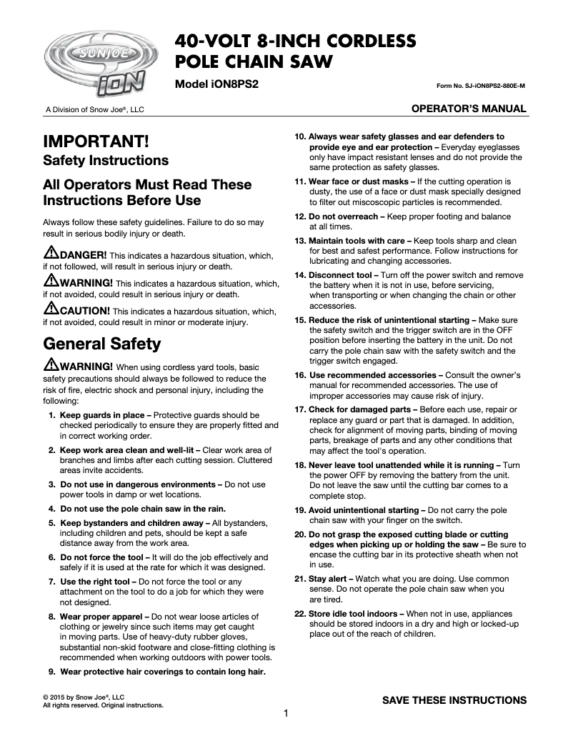 First page image of the manual for iON8PS2