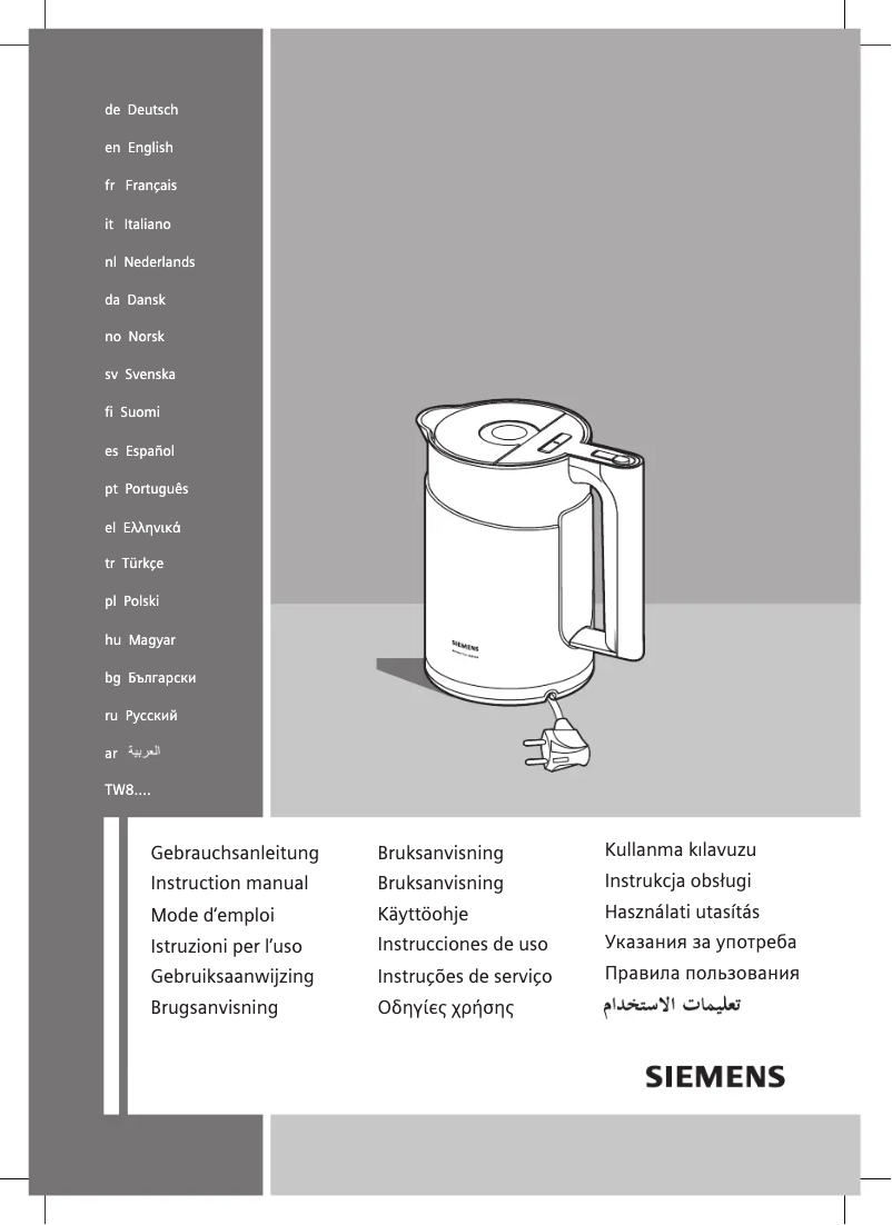 Page 1 of the manual Use and Maintenance Manual Siemens TW86103