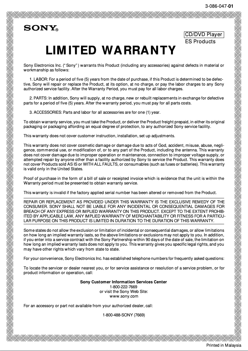 Page 1 of the manual Instruction Manual Sony CDP-X222ES