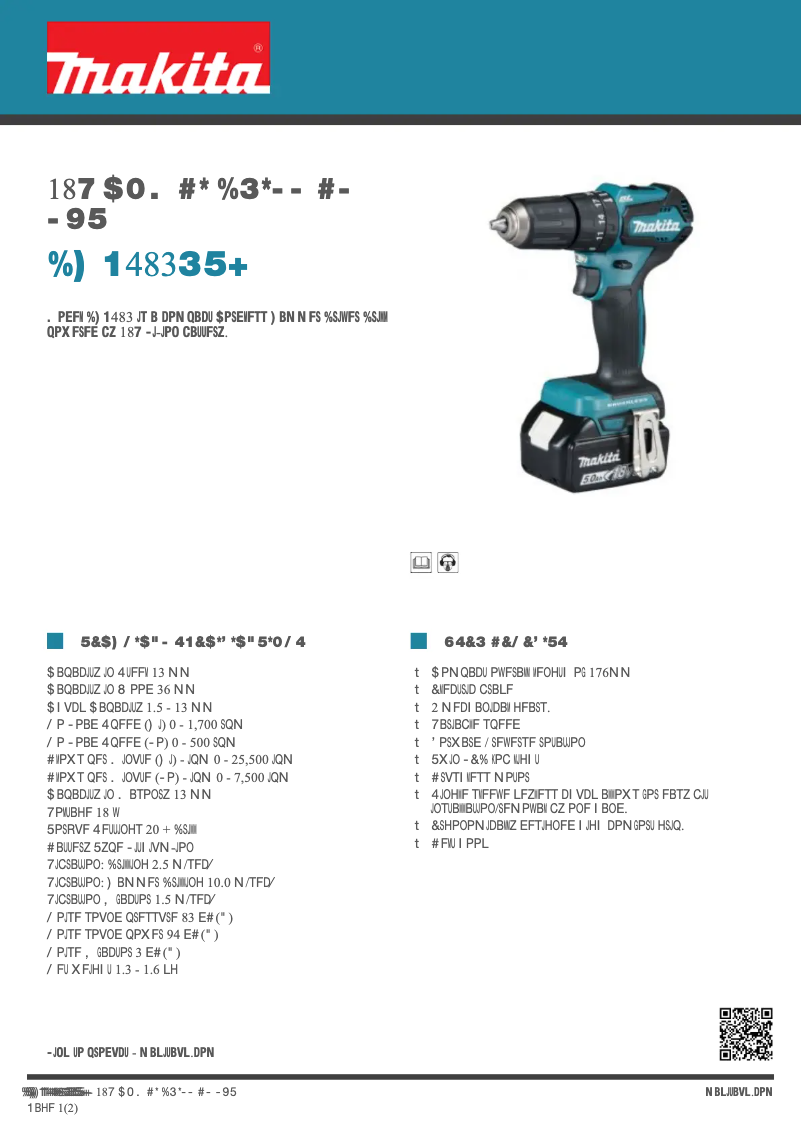 Page 1 of the manual Technical Sheet Makita DHP483