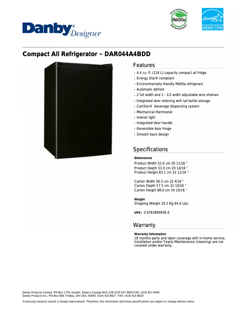 First page image of the manual for DAR044A4BDD