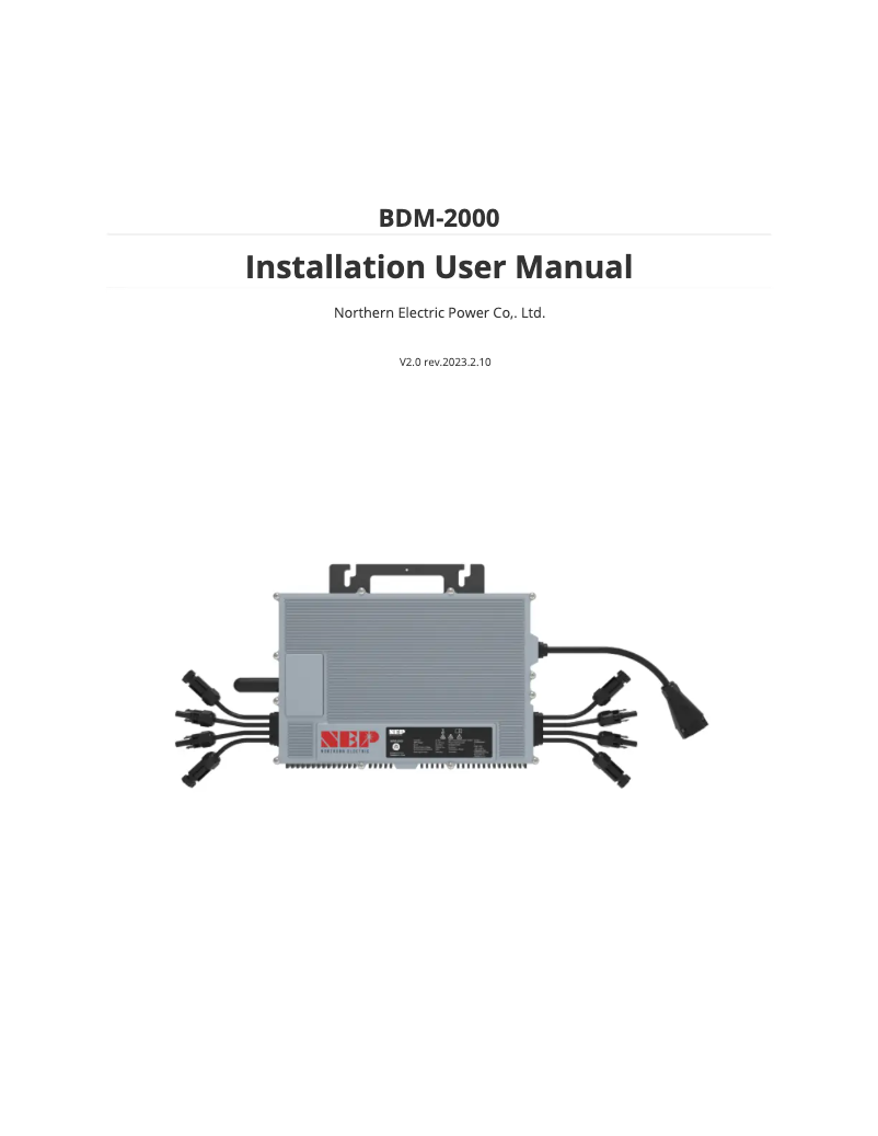 First page image of the manual for BDM-2000