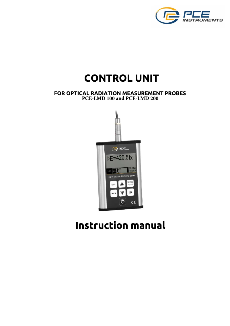 First page image of the manual for PCE-LMD 100