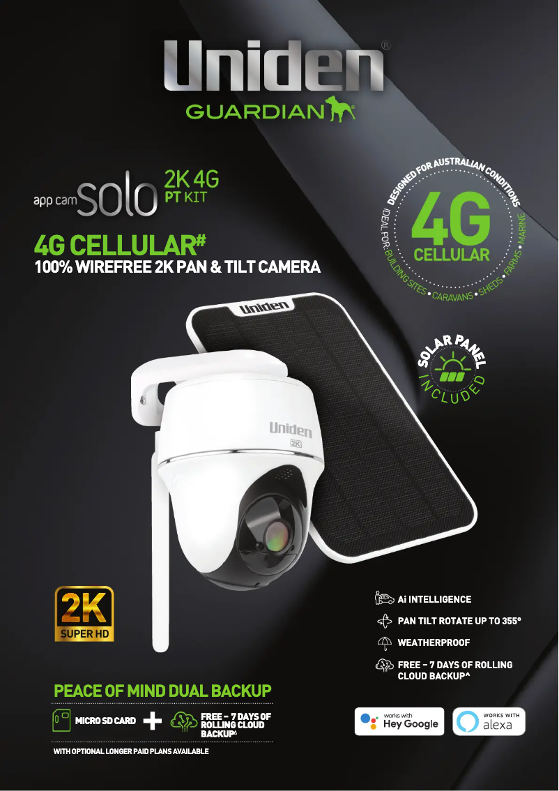 First page image of the manual for App Cam Solo 2K 4G PT