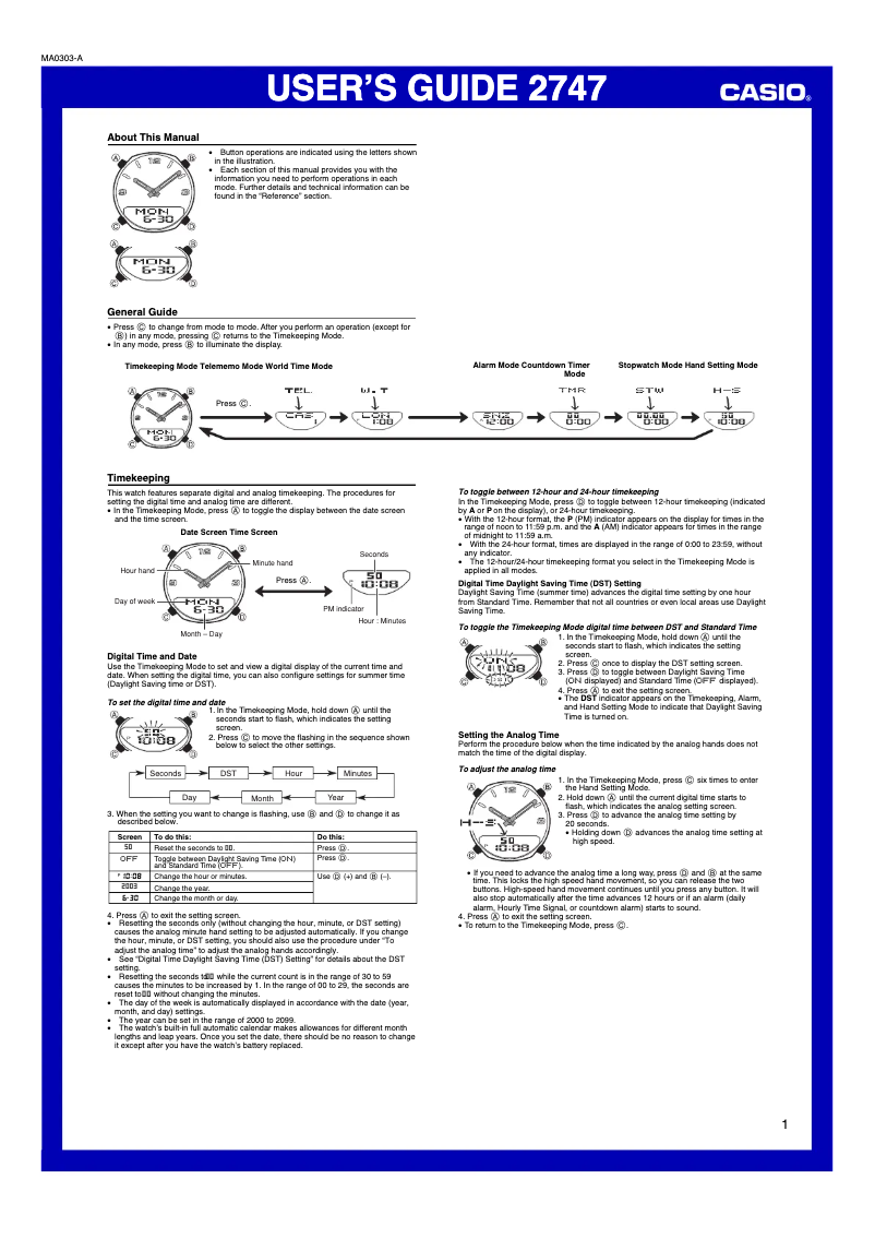 Page 1 of the manual User Manual Casio AW-81D-7AVES