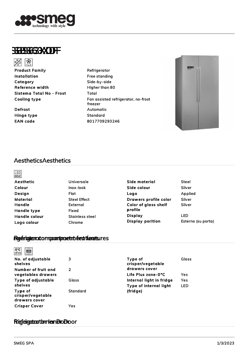 Page 1 of the manual Brochure Smeg SBS63XDF