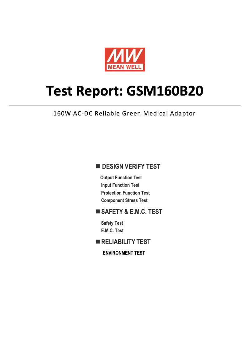 Page 1 of the manual Technical Sheet Mean Well GSM160B20-R7B