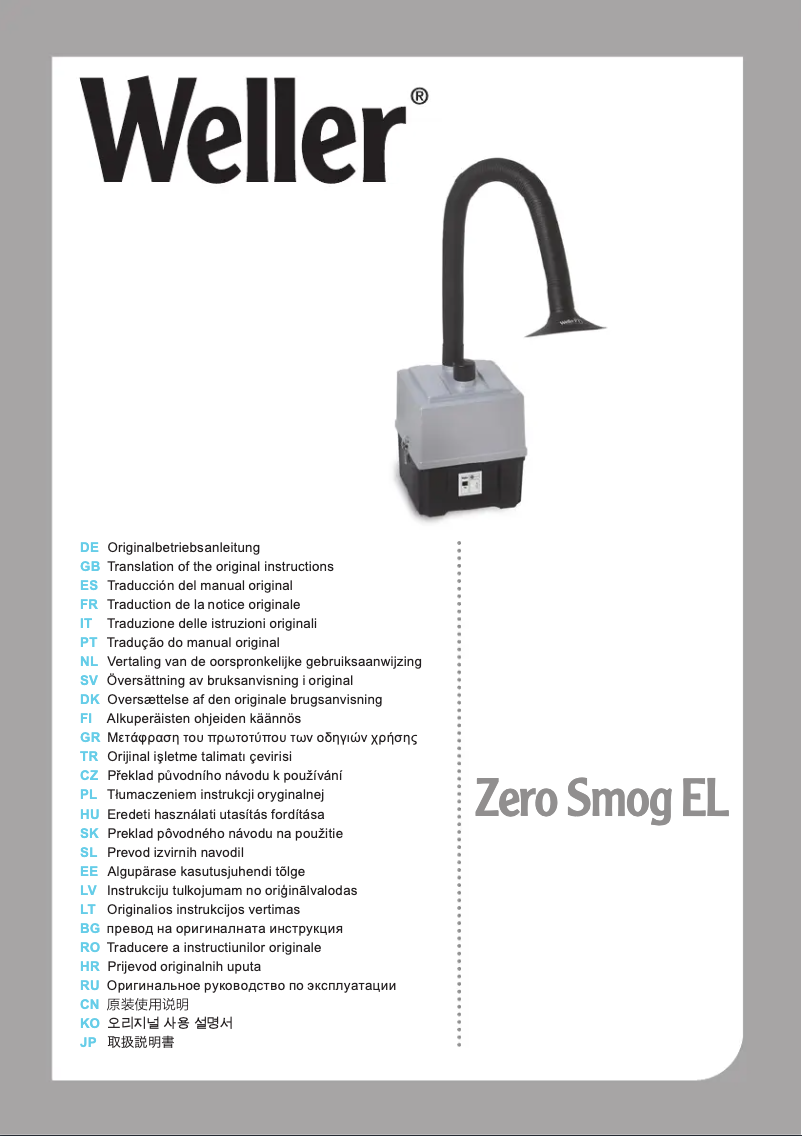Page 1 of the manual User Manual Weller Zero Smog EL
