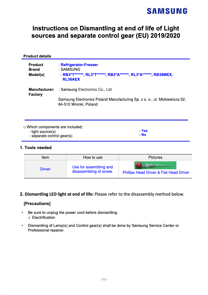Page 1 of the manual User Manual Samsung RB38A6B3ES9