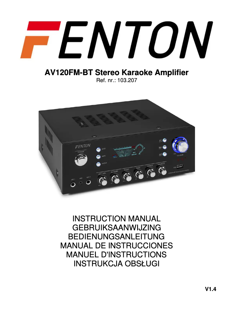 Page 1 of the manual User Manual Fenton AV120FM-BT