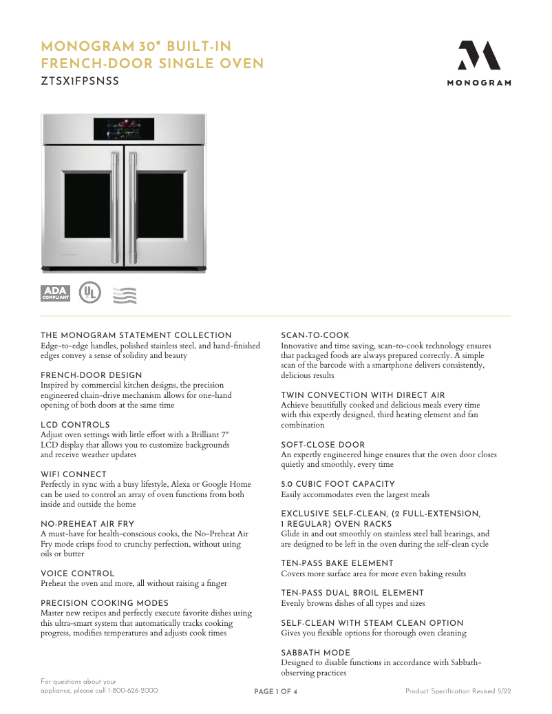 First page image of the manual for ZTSX1FPSNSS