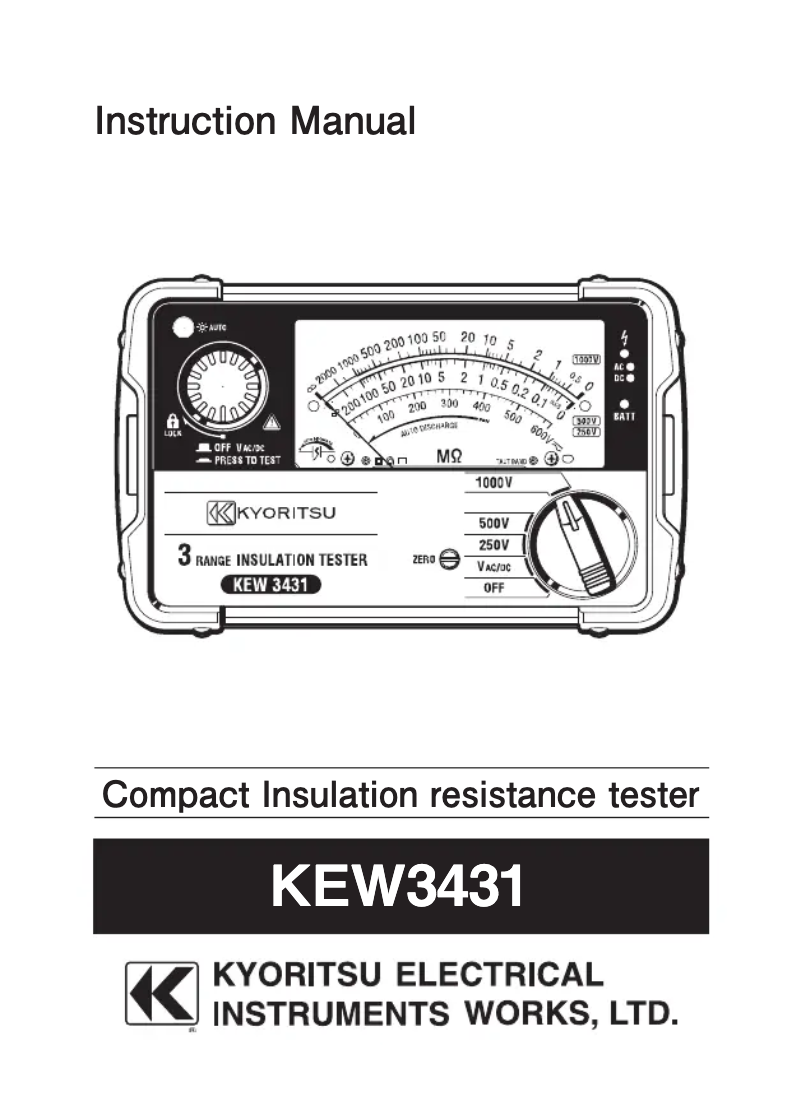 Page 1 of the manual User Manual Kyoritsu KEW3431
