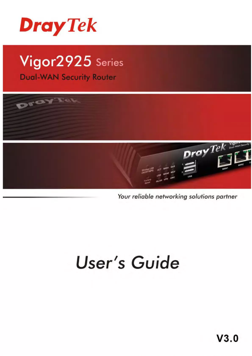 Page 1 of the manual User Manual Draytek Vigor 2925n-Plus