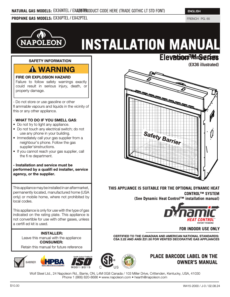 First page image of the manual for Elevation X 42