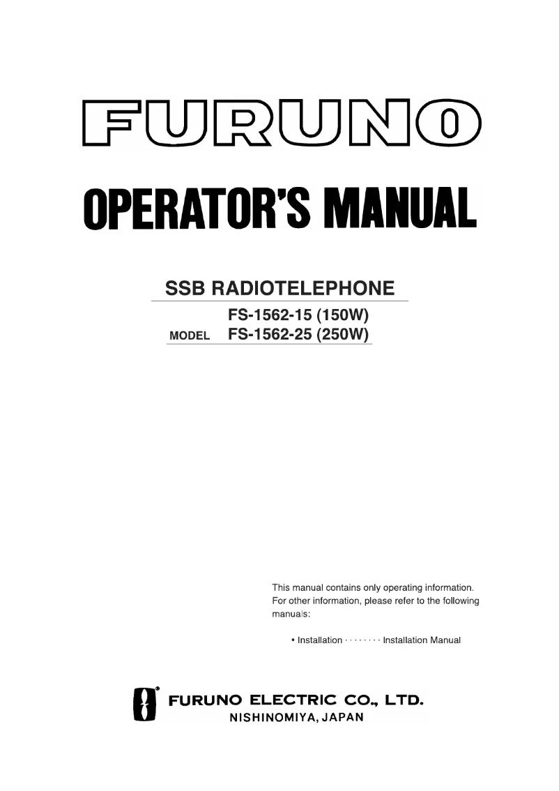 First page image of the manual for FS1562