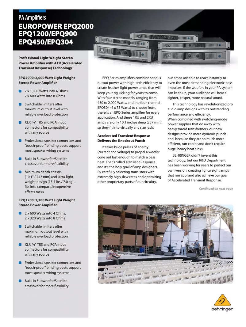 First page image of the manual for Europower EPQ2000